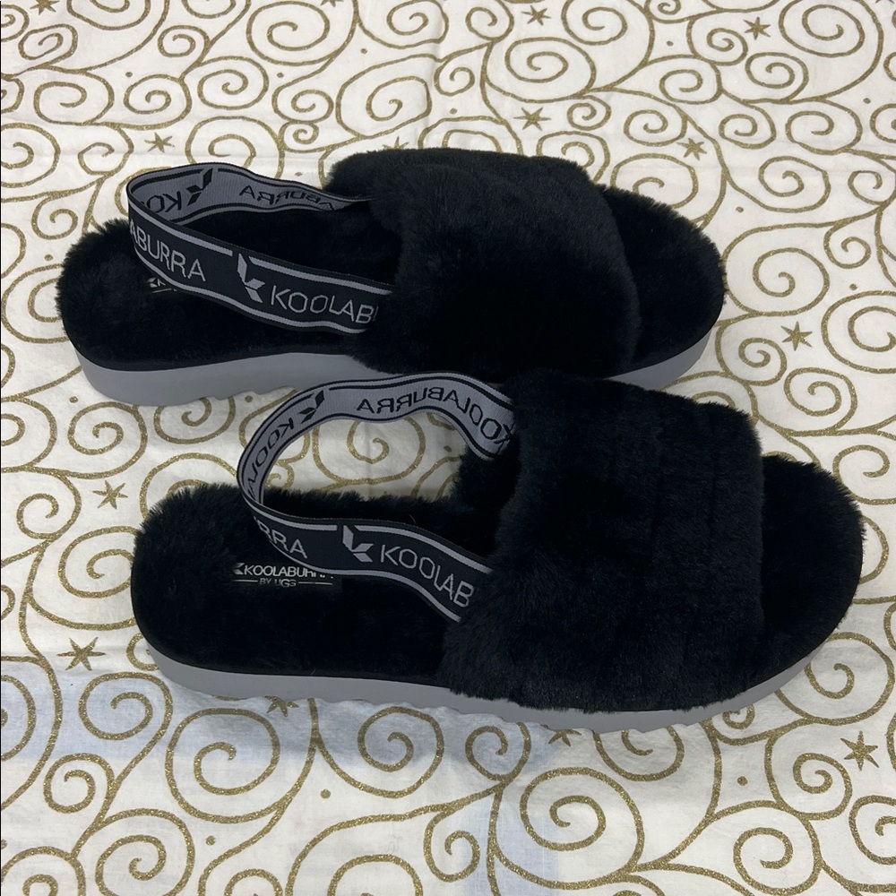 Koolaburra Black Plush Slippers